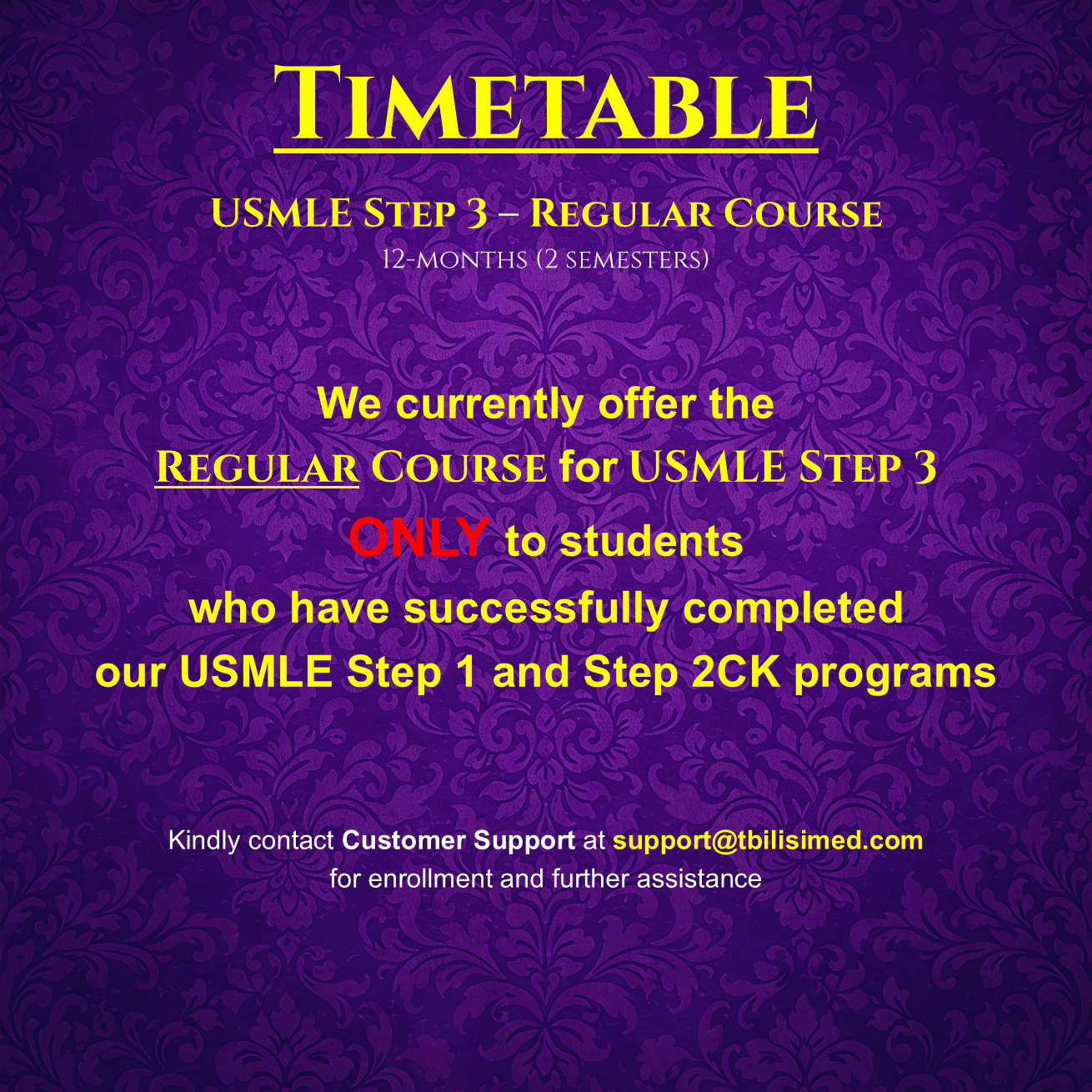 USMLE Step 3: Regular Course (12 months)